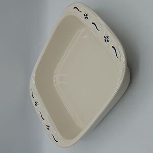 Longaberger Pottery Woven Traditions Blue Square Classic Baking Dish 8x8 2qt USA